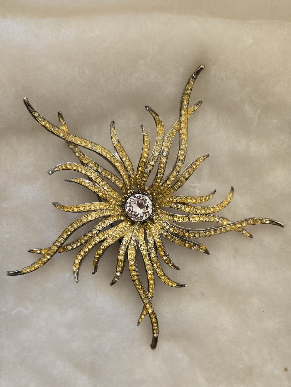 VIntage Rhinestone Starburst Brooch